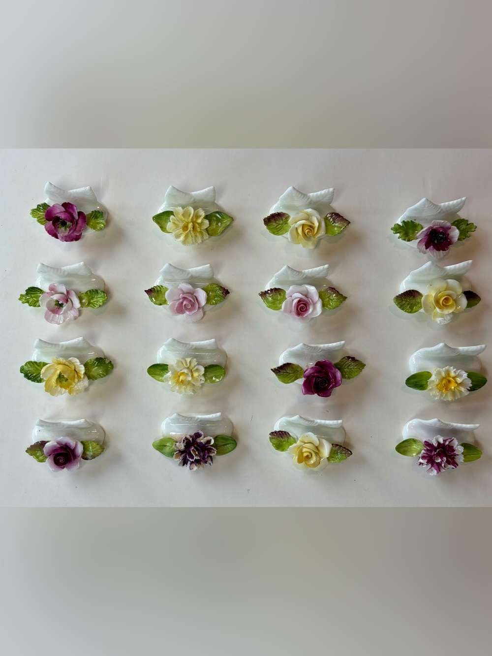 Vintage Coalport Bone China Floral Mini Place Card Holders Set 16
